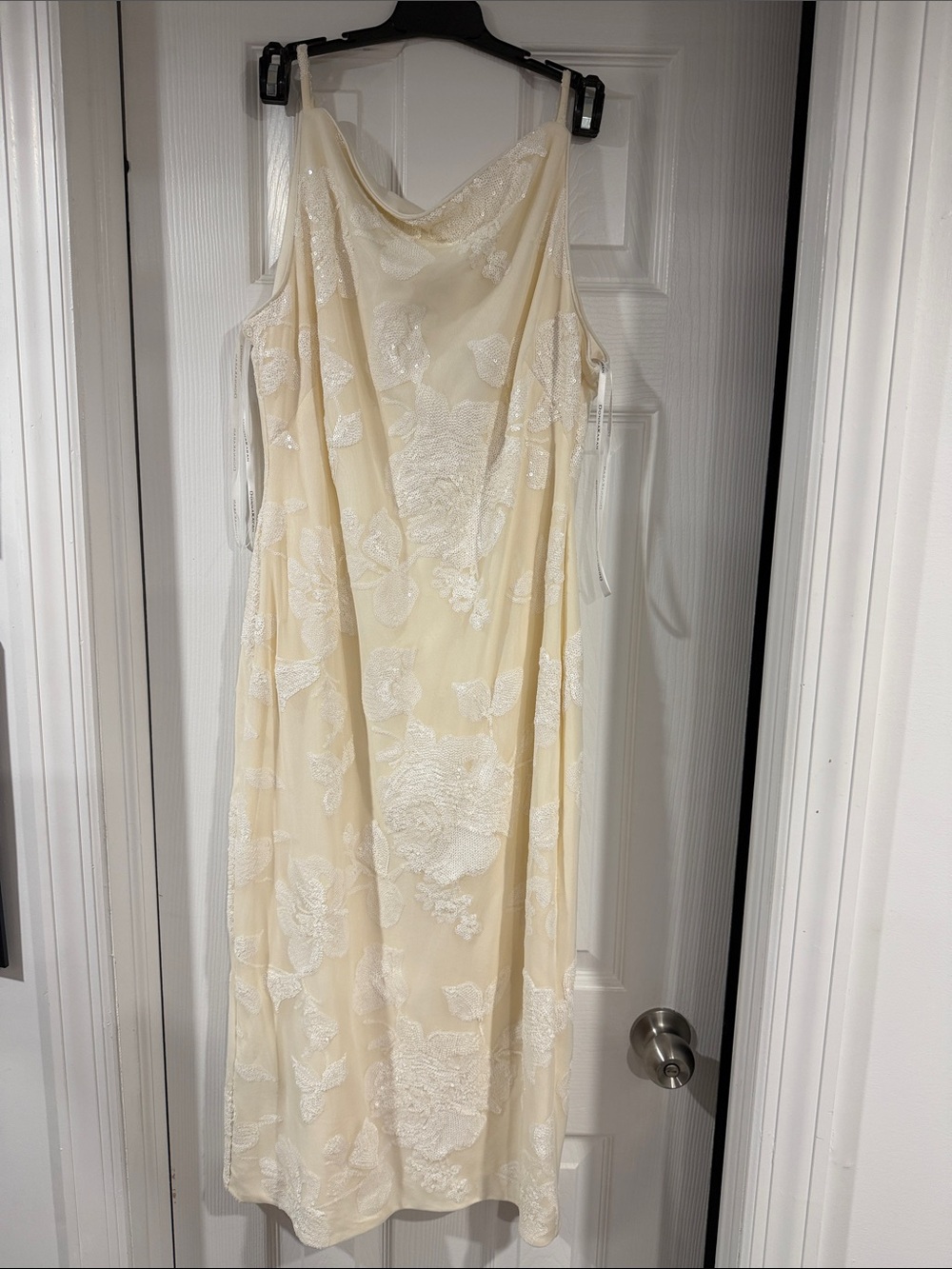 Donna Karan Cream Lace-Overlay Maxi Dress size 12